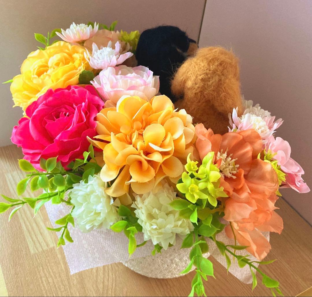 羊毛フェルト アレンジメント ミニチュアダックス トイプードル 羊毛フェルト アレンジメント ミニチュアダックス トイプードル