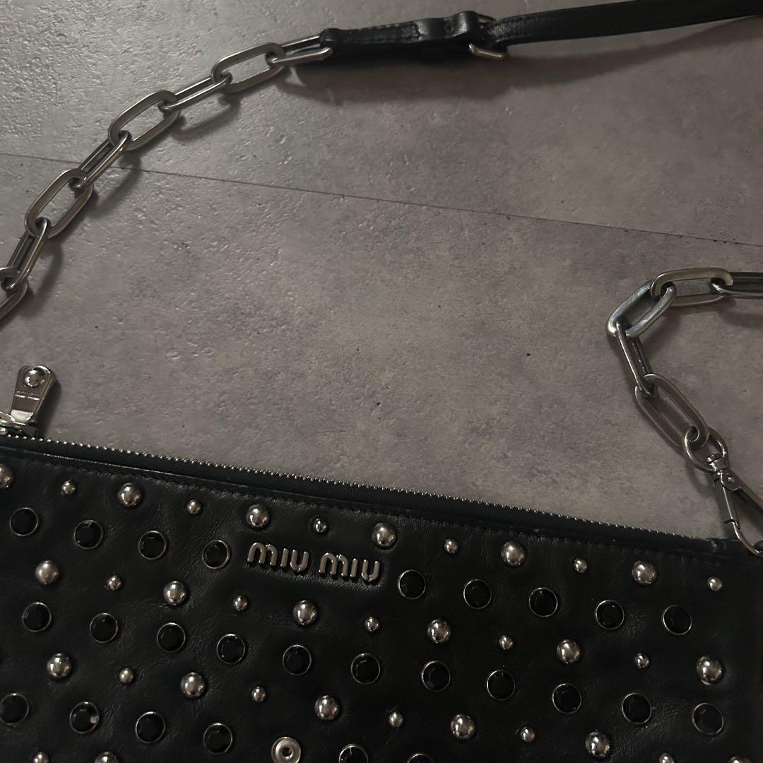 希少モデル❗️】miumiu スタッズ レザー ショルダーバッグ