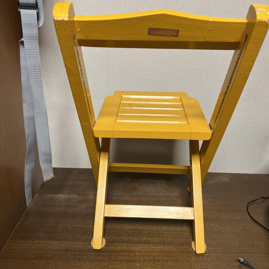 黄色 木製 椅子 折りたたみ式　便利です！