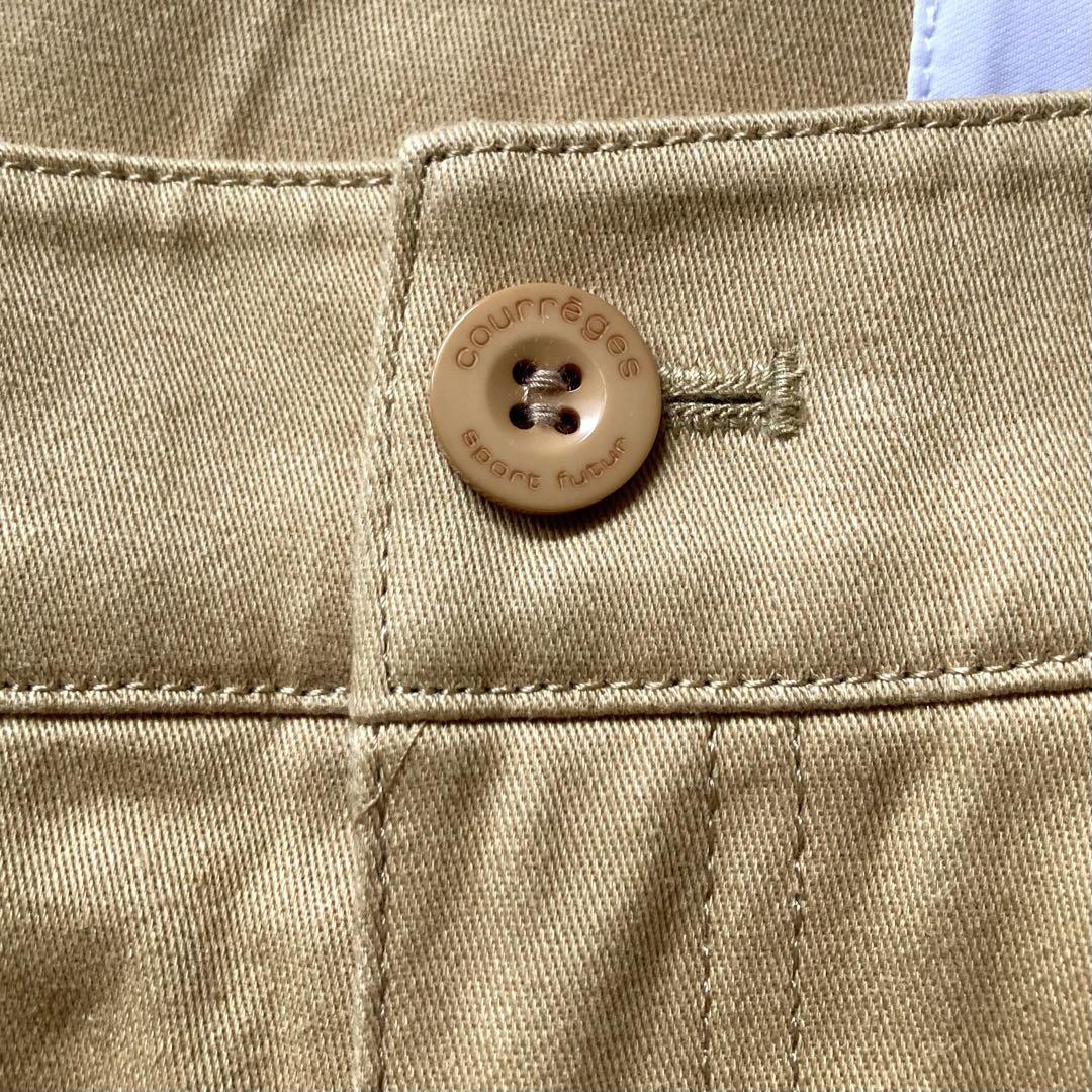 美品 Courreges クレージュ 刺繍ロゴベージュパンツ - メルカリ
