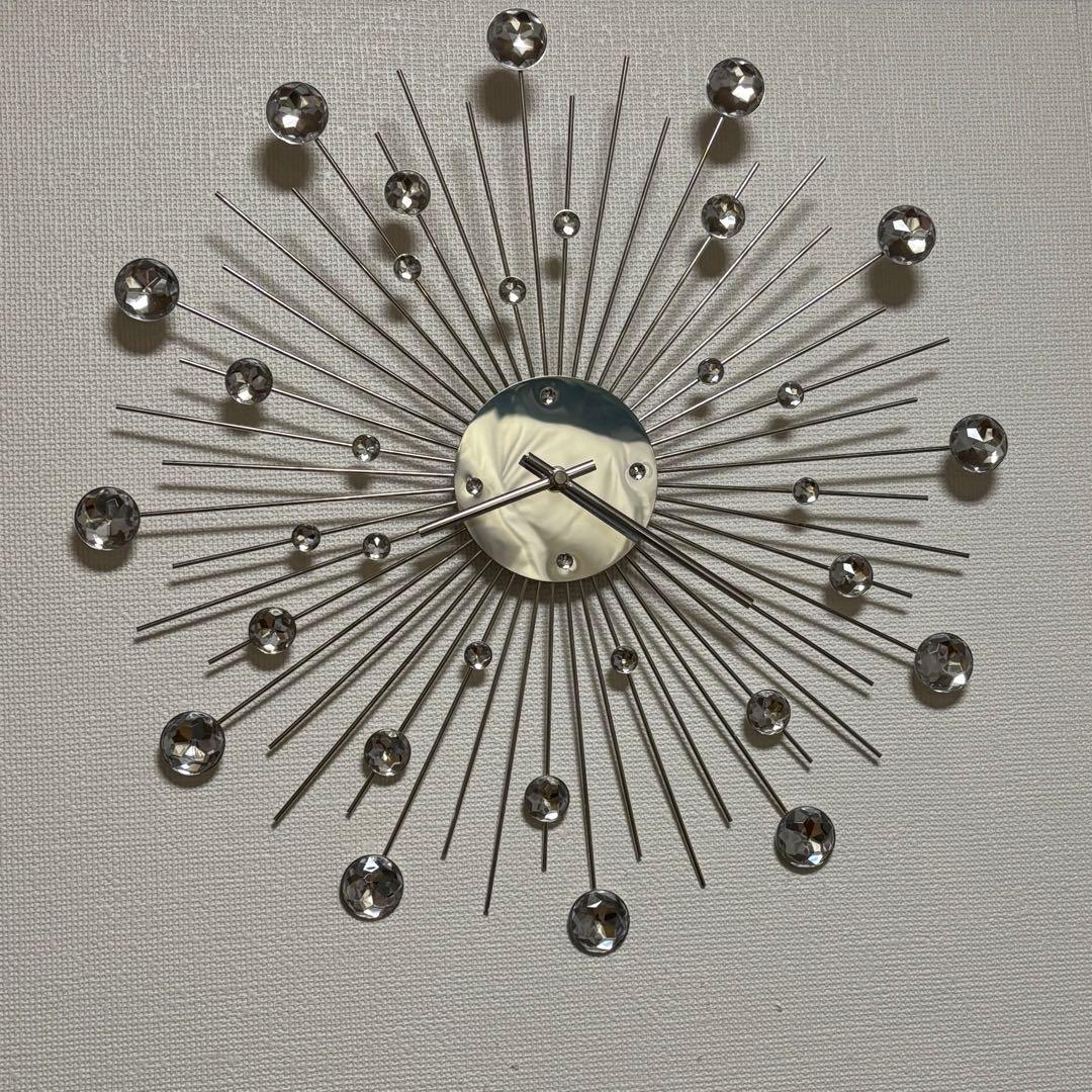 壁掛け時計 クリスタル装飾 : 壁掛け時計 大型クリスタル装飾壁掛け時計 モダン 3Dアート壁掛け時計 サイレントクォーツ 電池式壁飾り 自宅 寝室  リビングルーム キッチン オフィス バー用 65cm ホームデコレーション Wa、65cm : ホーム＆キッチン