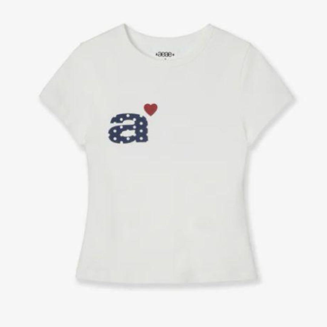 日本未入荷 aeae ハート ロゴ ドット Tシャツ ネイビー 韓国限定
