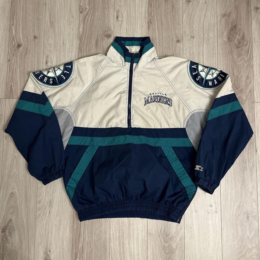90sマリナーズ スターター ナイロンジャケット プルオーバー ハーフジップ 90s STARTER スターター シアトルマリナーズ ナイロン プル