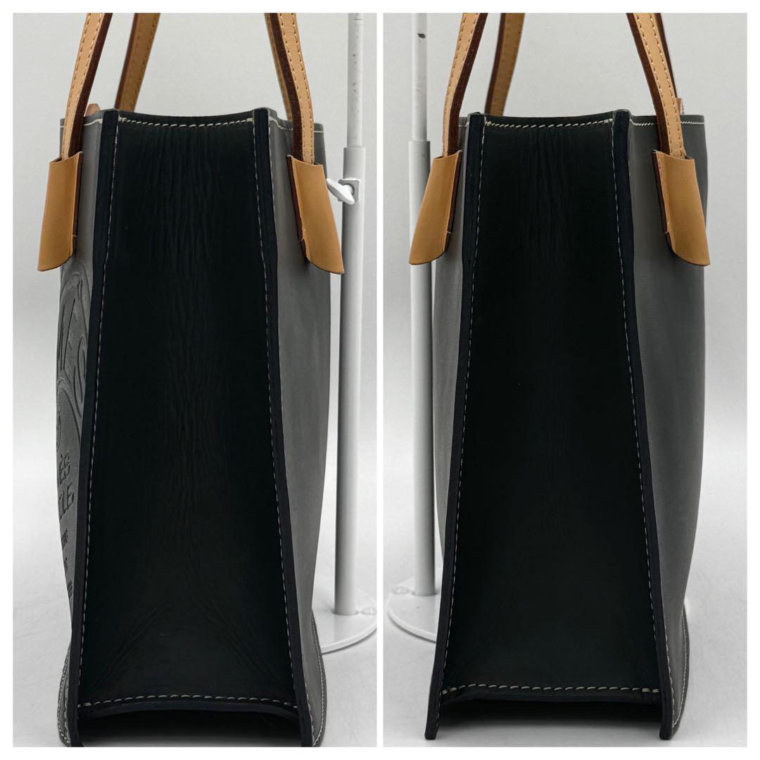 【美品】ソメスサドル トートバッグ ビッグロゴ オールレザー ダークグリーン系 美品】ソメスサドル トートバッグ ビッグロゴ オールレザー