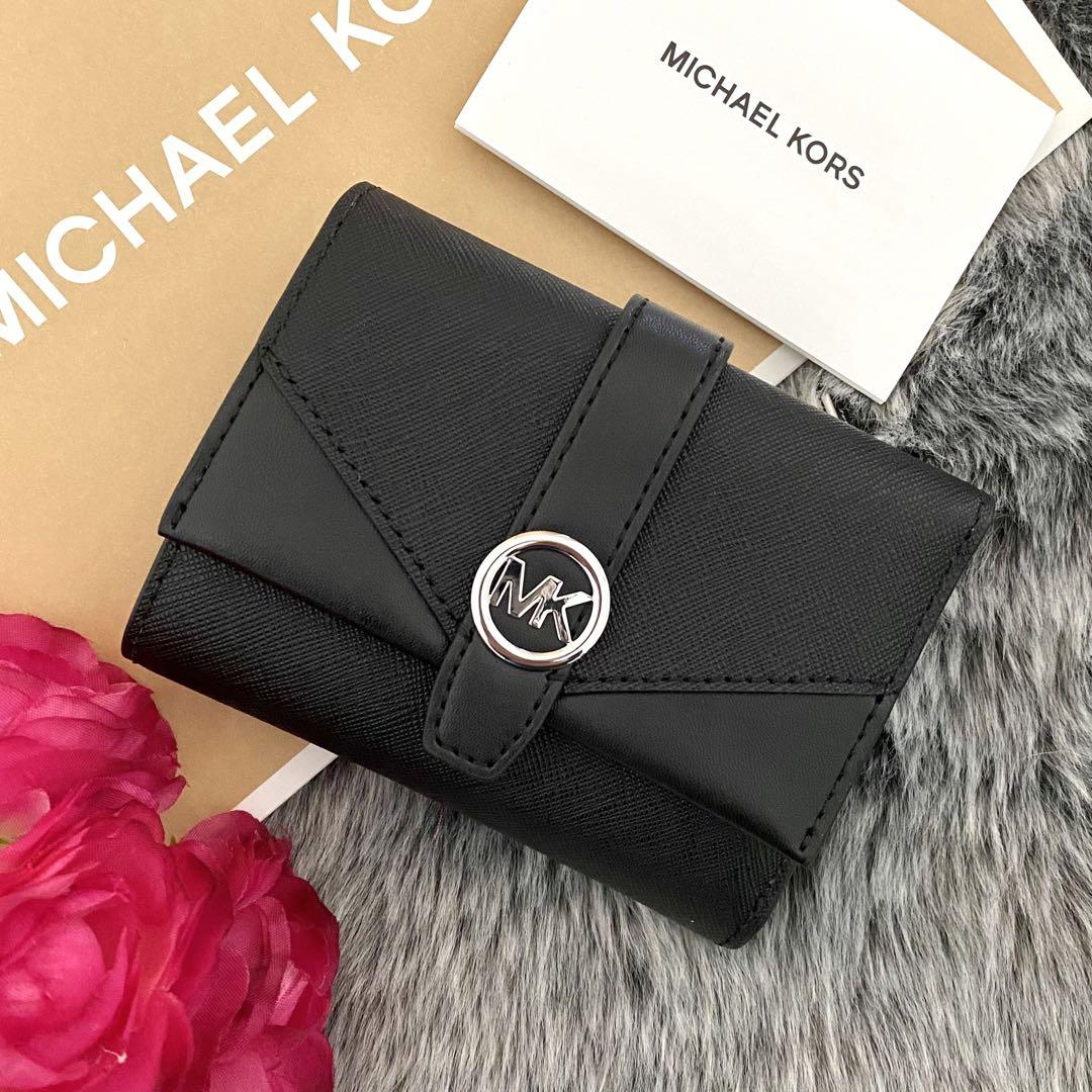 新品☆MICHAEL KORS 折り財布　メンズ　ブラック レザー