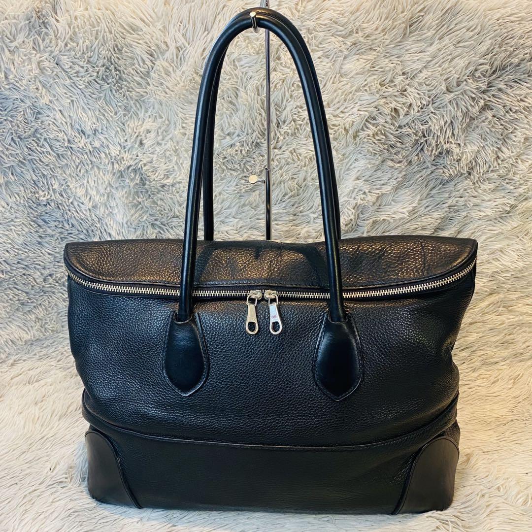 【美品】GANZO FICO シボ革 ビジネスバッグ A4 大容量 黒