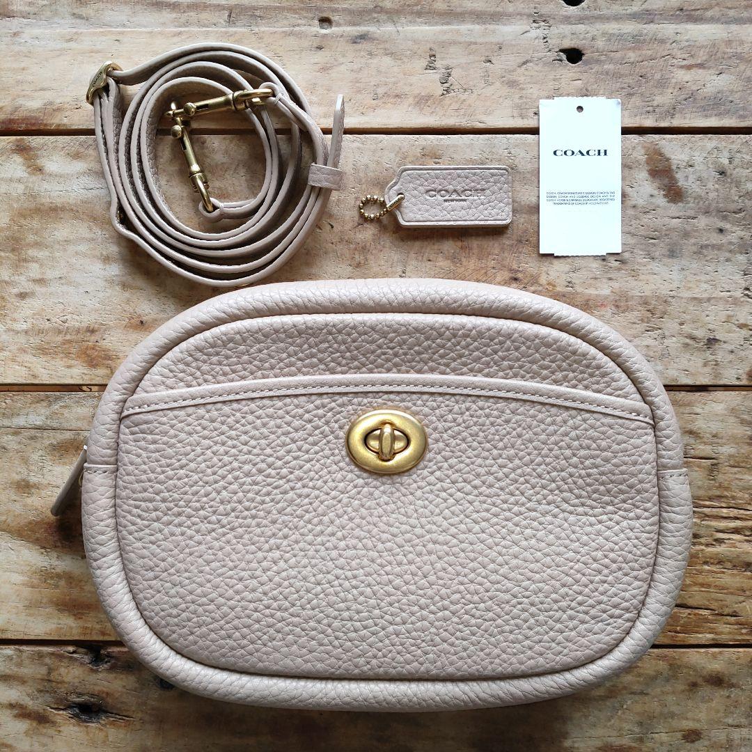 【新品・未使用】COACH ベージュ レザー バッグ 新品】COACH コーチ ベージュ レザー ショルダーバッグ
