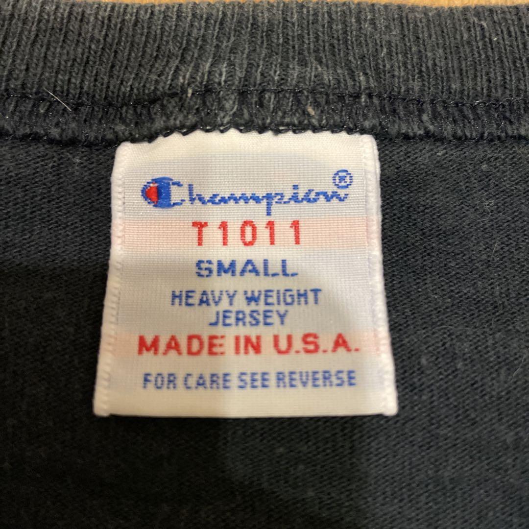 USA製 チャンピオンt1011 海軍プリントTシャツ 紺 sizeS