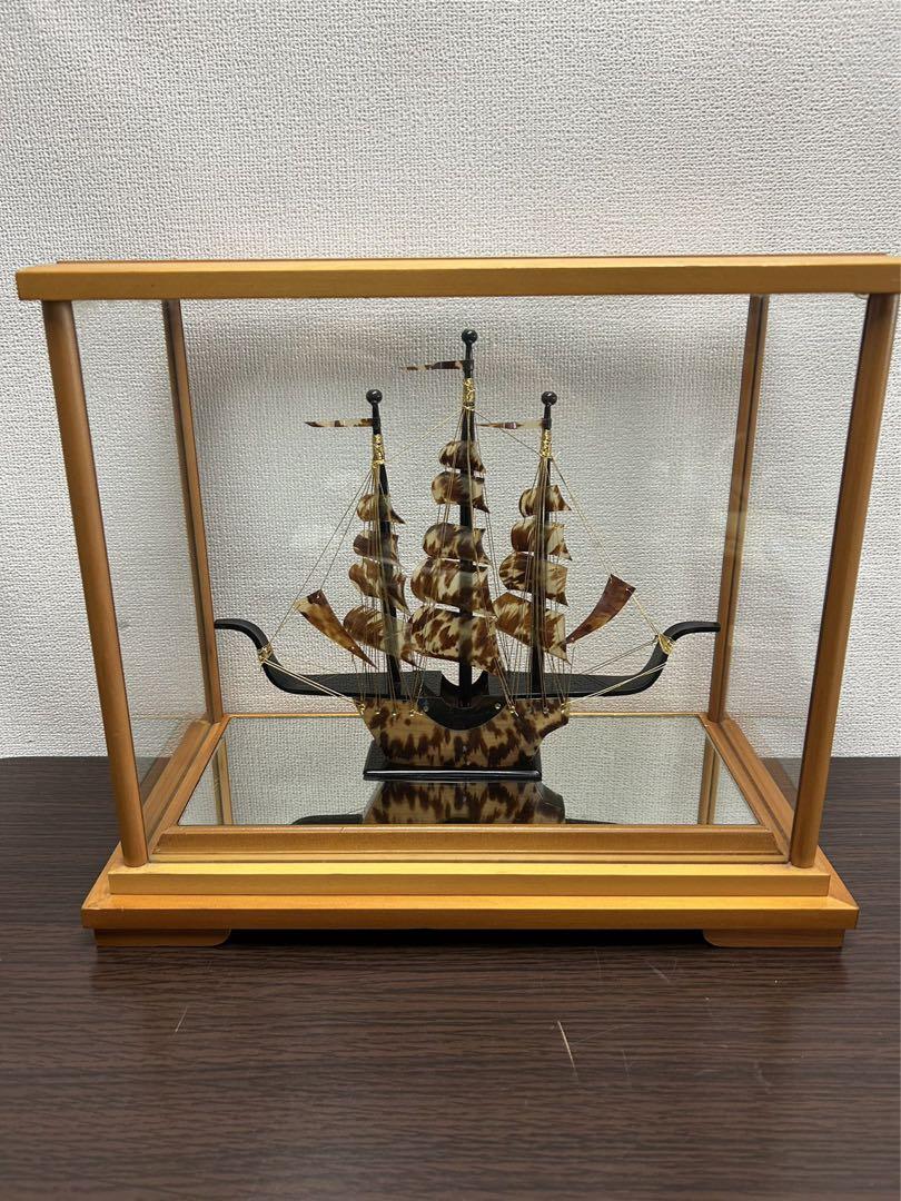 菊池 べっ甲 日本製 べっ甲細工 鼈甲張 船 沈み彫り キーホルダー 箱付き 希少価値】鼈甲 模型船 本べっ甲製 長崎・菊地べっ甲総本店