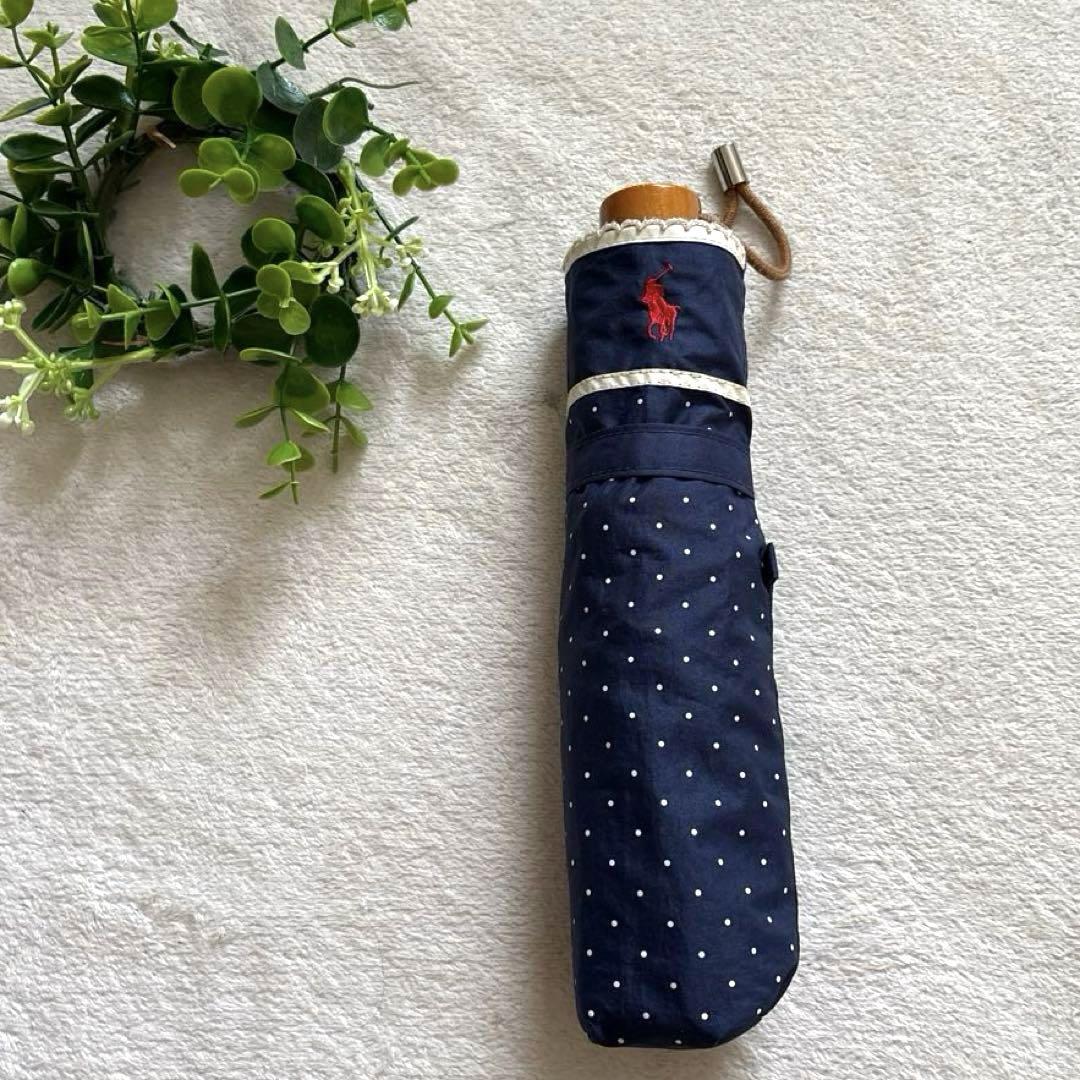 驚きの安さ 美品⭐️ラルフローレン 晴雨兼用UV折りたたみ ポニードット総柄 小物