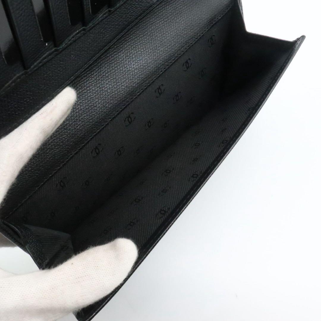 美品　シャネル　レザー　ココボタン　Wホック　長財布　ブラック