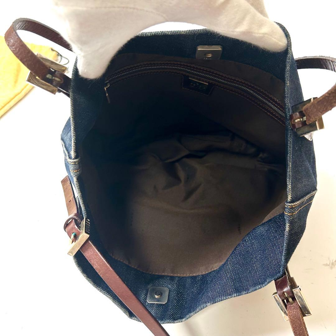 フェンディ　デニム　レザー　トート　ショルダーバッグ