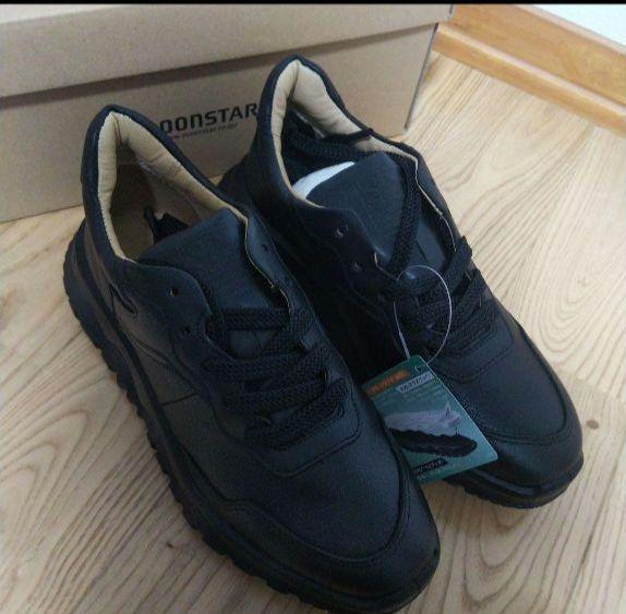 新品26400円☆MOONSTAR ムーンスター レザースニーカー 黒 本革22 画像5