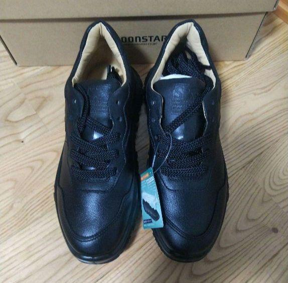 新品26400円☆MOONSTAR ムーンスター レザースニーカー 黒 本革22 画像6