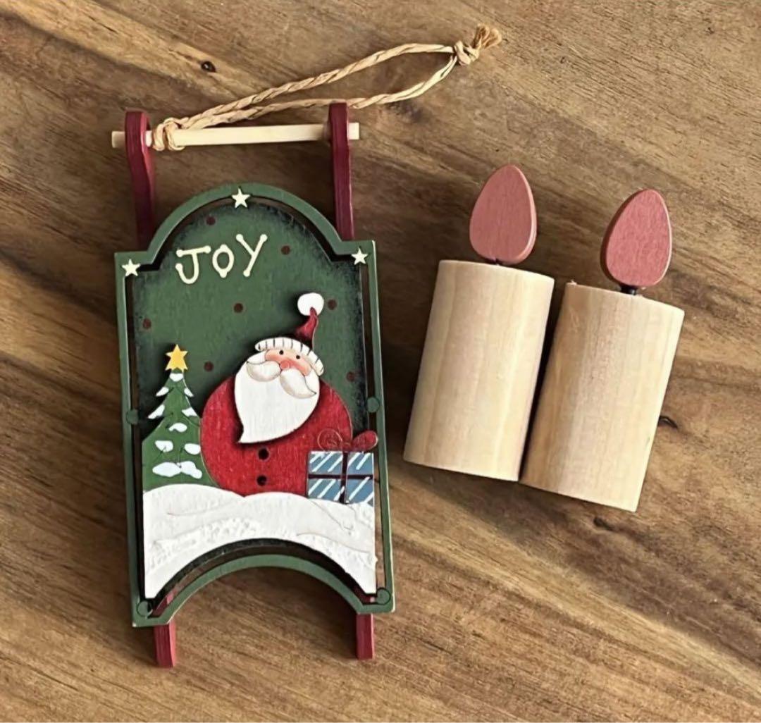 【新品】木製のクリスマスの置物(3つ)