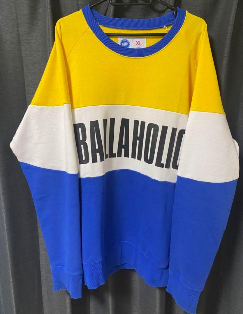 ballaholic ポケット付 スウェット トレーナー 青 白 黄 XLサイズ