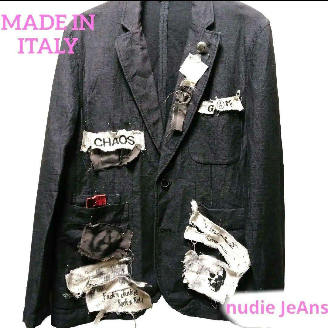 イタリア製 PUNK テーラードジャケット アナーキーシャツ パンクL Nudie Jeans
