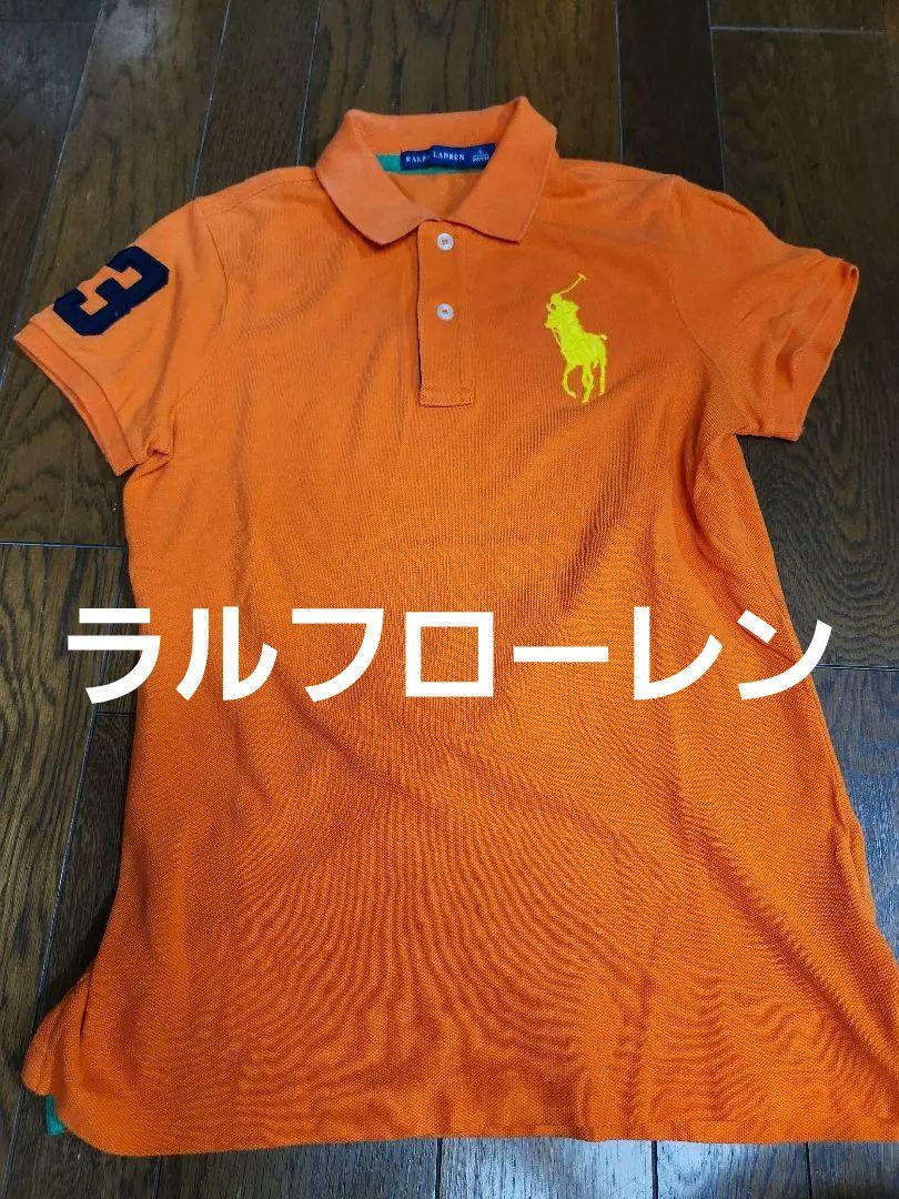 ラルフローレン　デザインポロシャツ　スキニー　No.3/背面/腕　オレンジ色 S Ralph Lauren オレンジ ポロシャツ S - メルカリ