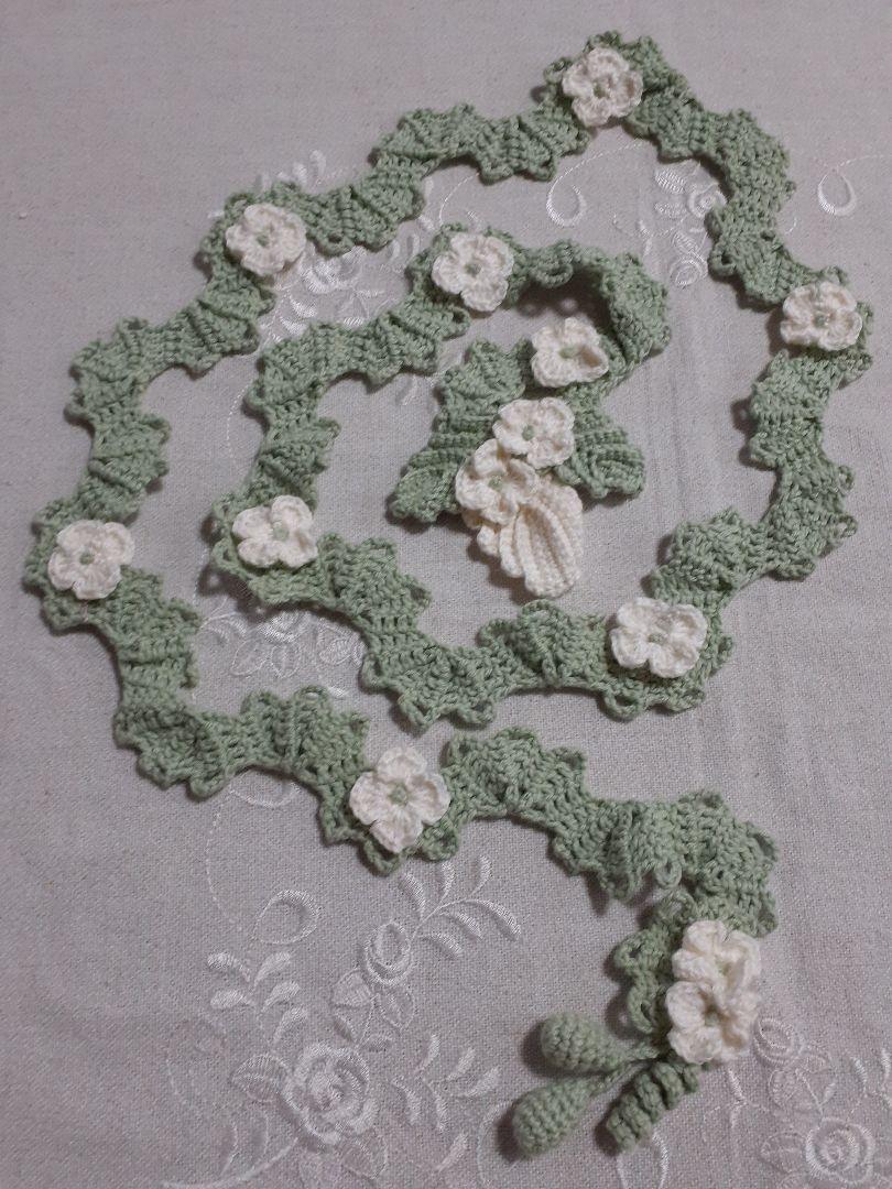 ラリエット　ネックレス　かぎ針編み　ハンドメイド
