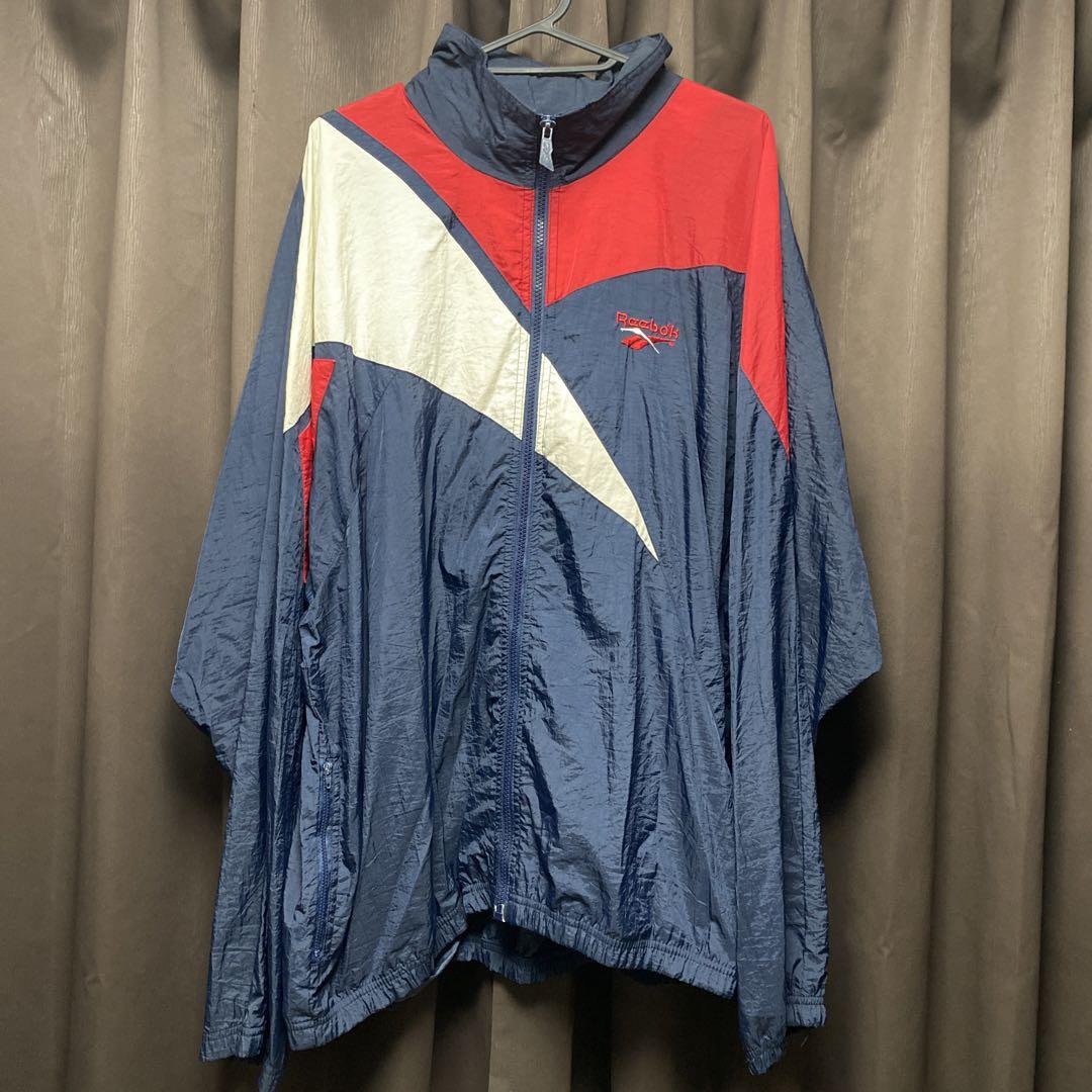 現金特価】 ナイロンジャケット 90s Reebok トリコロール ベクター L M