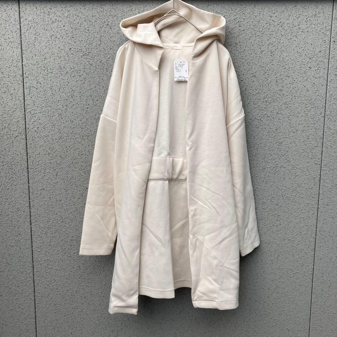 タグ付【ショコラフィネローブ】F♡フード付きカジュアルコート オフホワイト