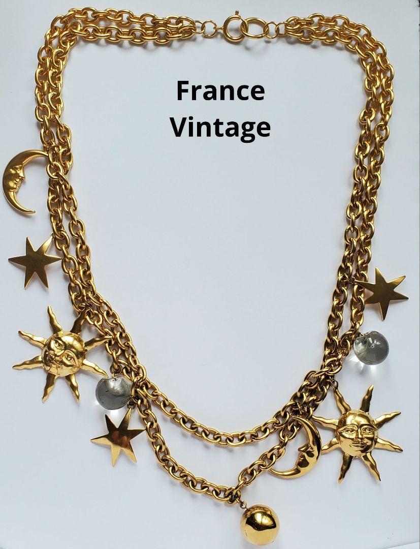 France Vintage　ヴィンテージ　太陽と月と星　ネックレス　ジュエリー