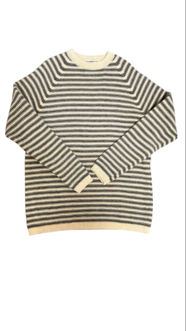Fujito ストライプニットセーター グレー・アイボリー