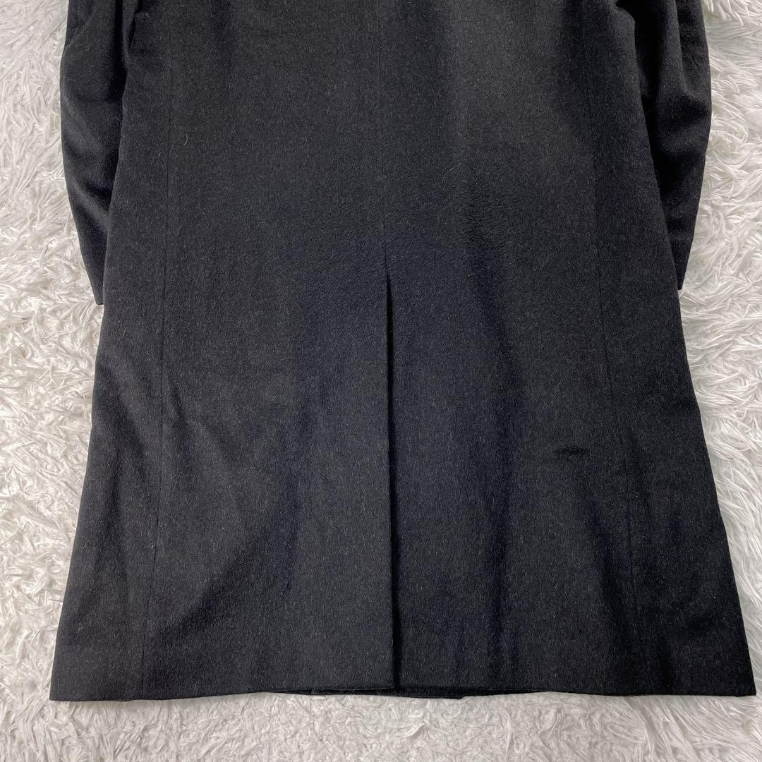 カシミヤ100%×美品【vintage】マキシ丈ダブルチェスターコート 黒 L