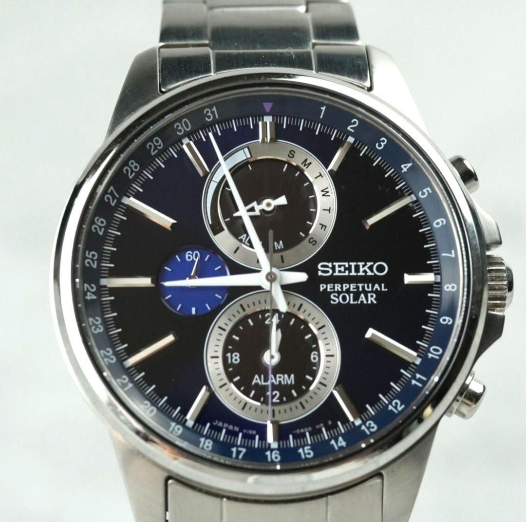 SEIKO セイコー スピリット ソーラー クロノグラフ メンズ 腕時計 ブルー