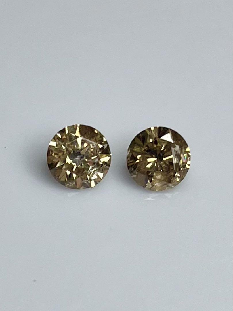専用　K18 天然ダイヤモンドピアス 計2ct ブラウン系