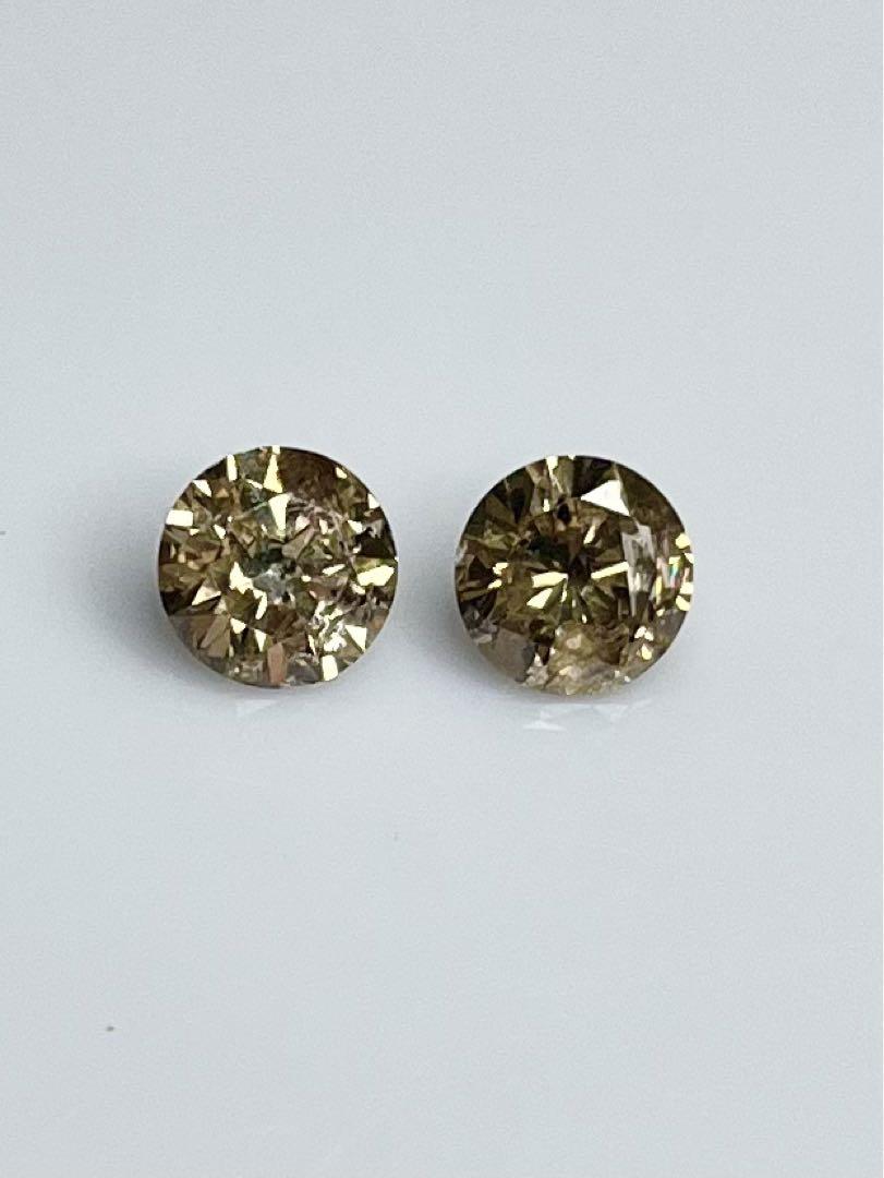 専用　K18 天然ダイヤモンドピアス 計2ct ブラウン系