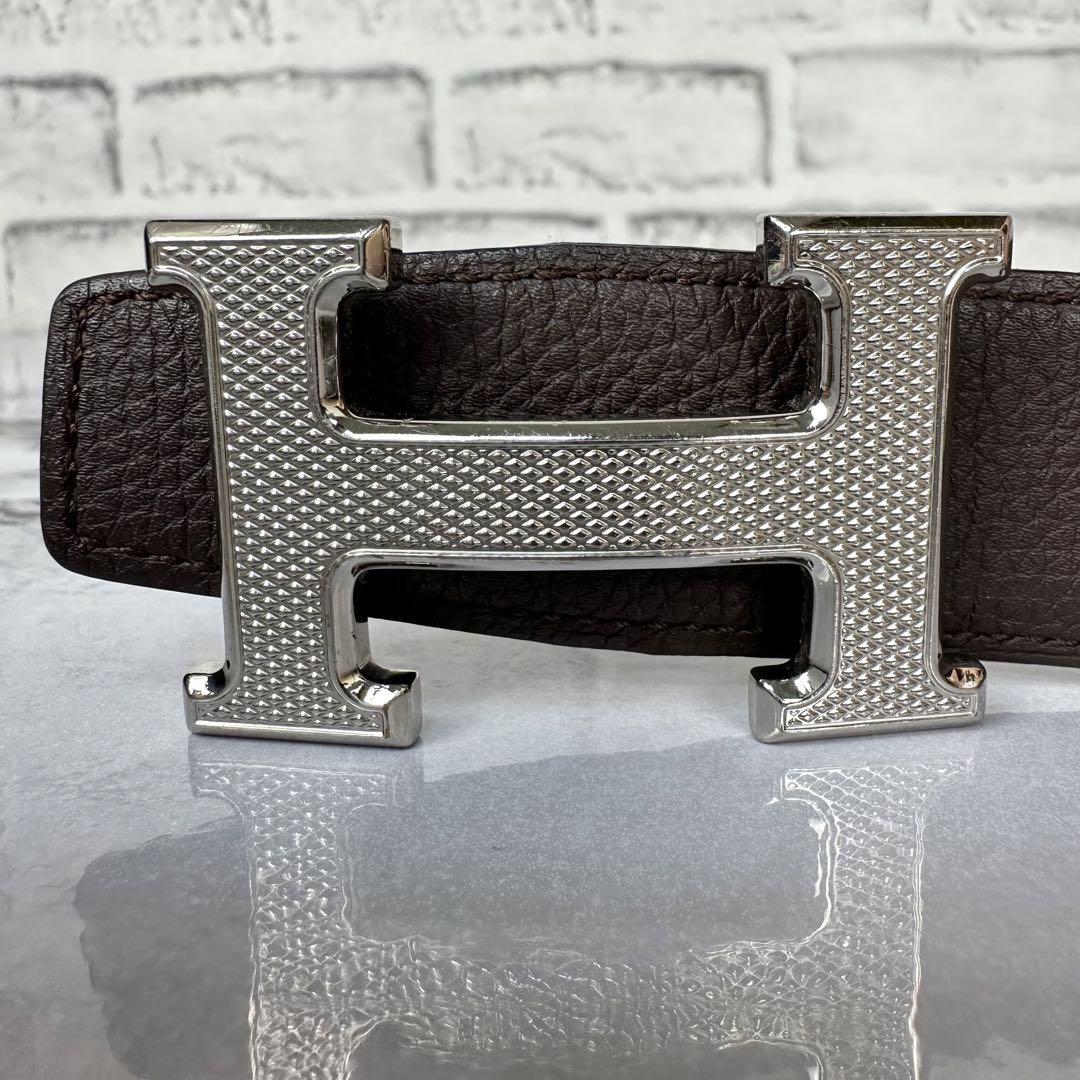 希少美品✨HERMES H Guillocheeベルト リバーシブル90 D刻印