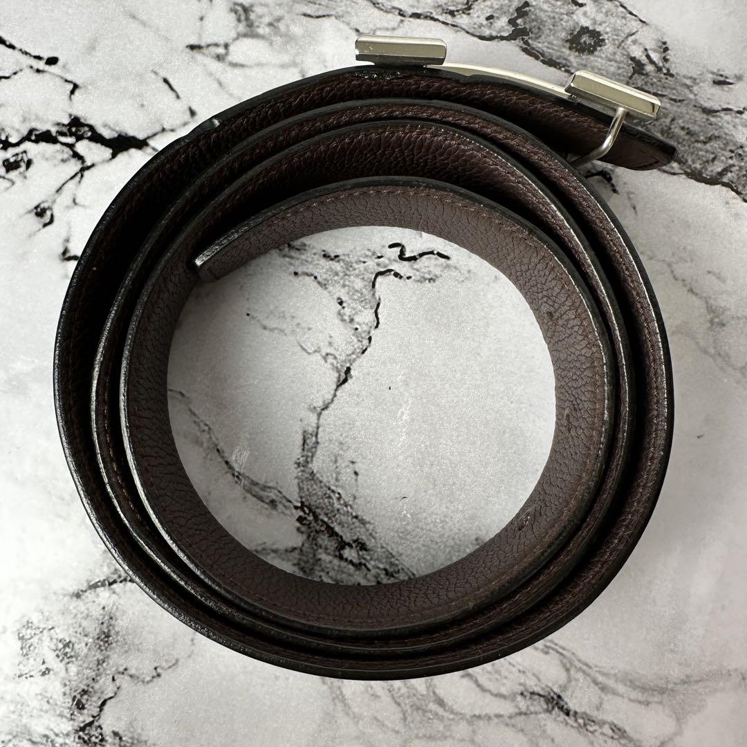 希少美品✨HERMES H Guillocheeベルト リバーシブル90 D刻印