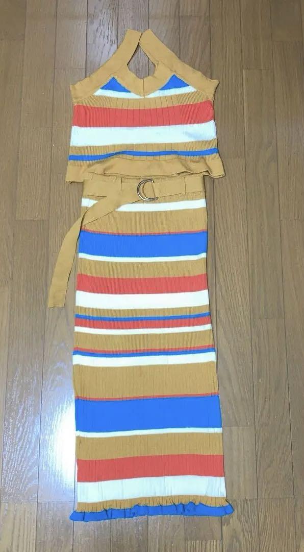 クロップドキャミソール&タイトスカート（ベルト付き）　セットアップ