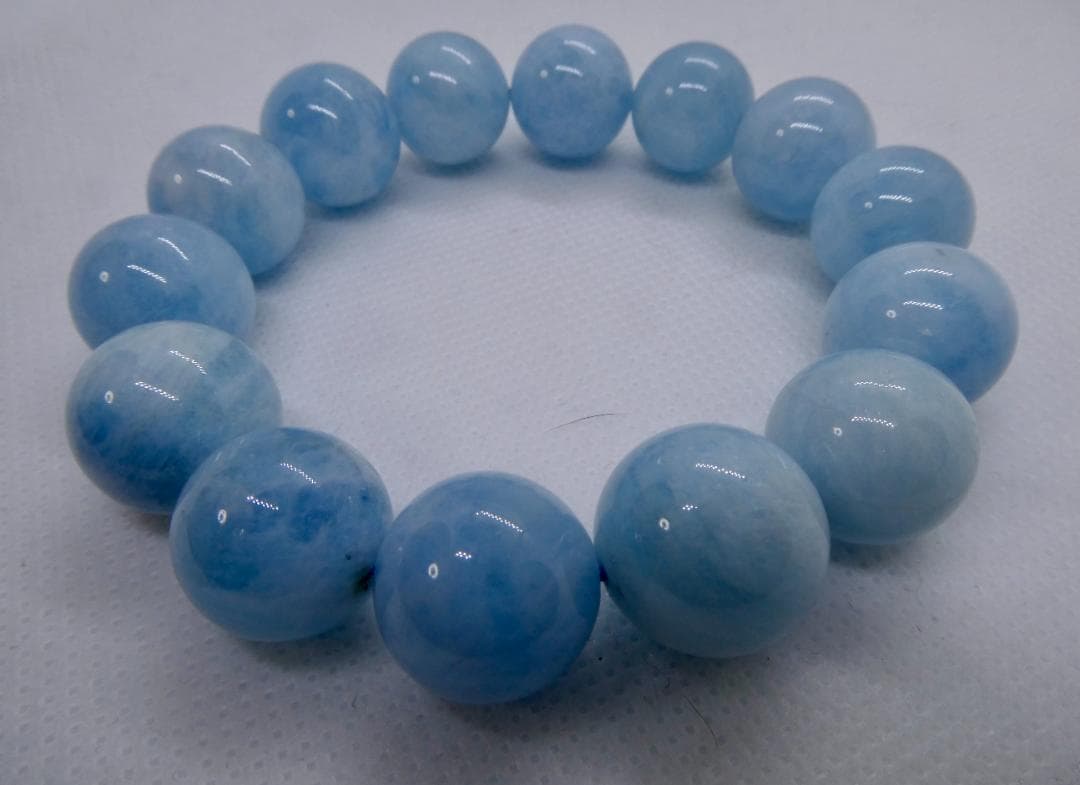 【証明書付】アクアマリン 14mm ブレスレット 【高品質】