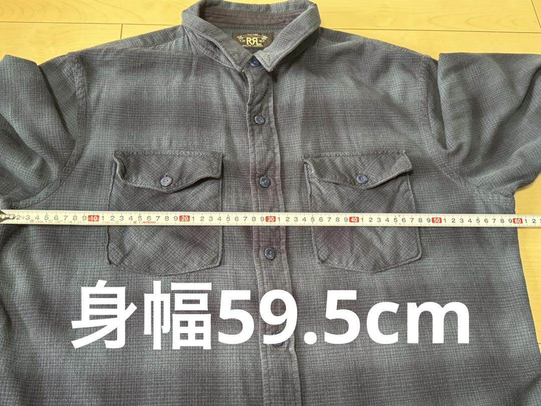 RRL チェックワークシャツ Lサイズ ネイビー 画像5