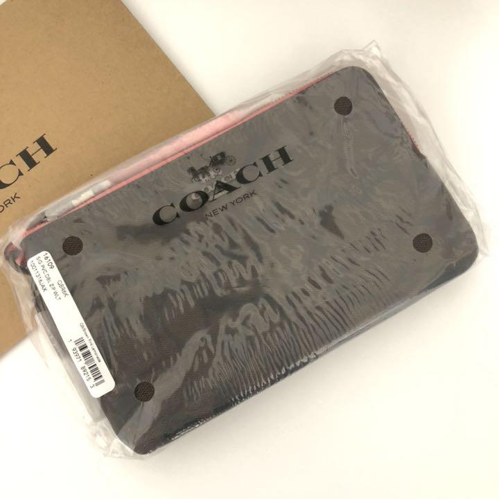 COACH ピンクレモネード ポーチ 長財布 IDAun-m81468922529 コーチ ダブルジップ シグネチャー 大得価好評