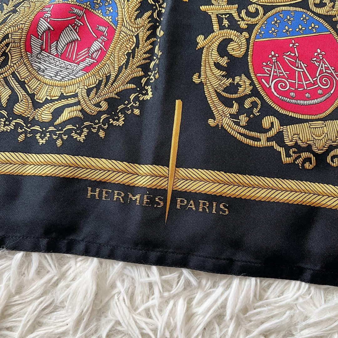 HERMES FLVCTVAT NEC MERGITVR シルク シャツ 黒
