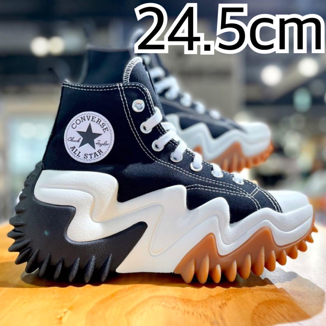 数量限定！在庫処分セール 売り切れ御免 24.5cm＊ハイカット＊ブラック 黒＊コンバース＊韓国限定 ラン 靴