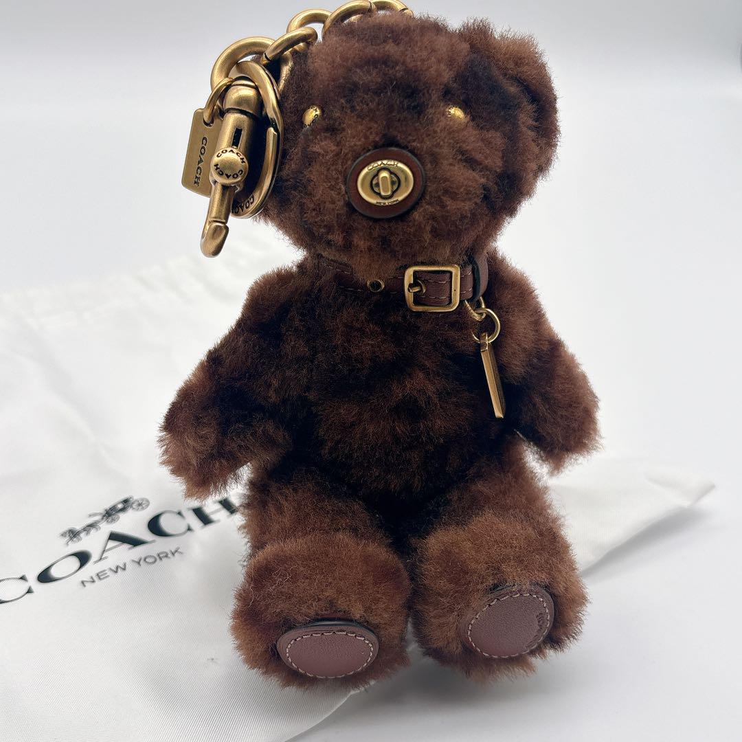 【廃盤♡希少】COACH　ベア　チャーム　キーホルダー　シアリング　ブラウン