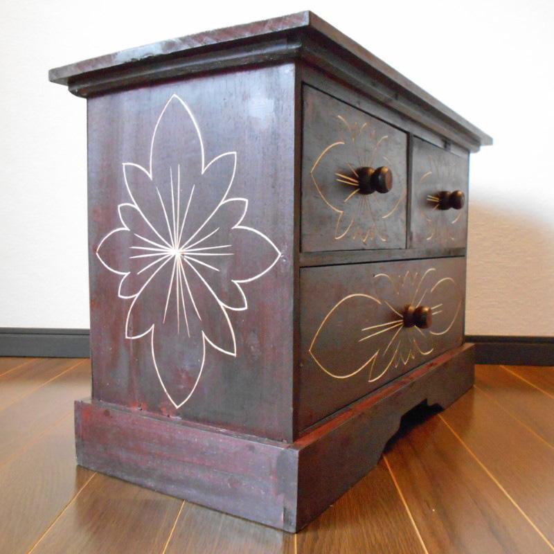 千円 値下げ品‼︎ 花柄模様 チェスト アジアン家具 バリ家具 完成品家具