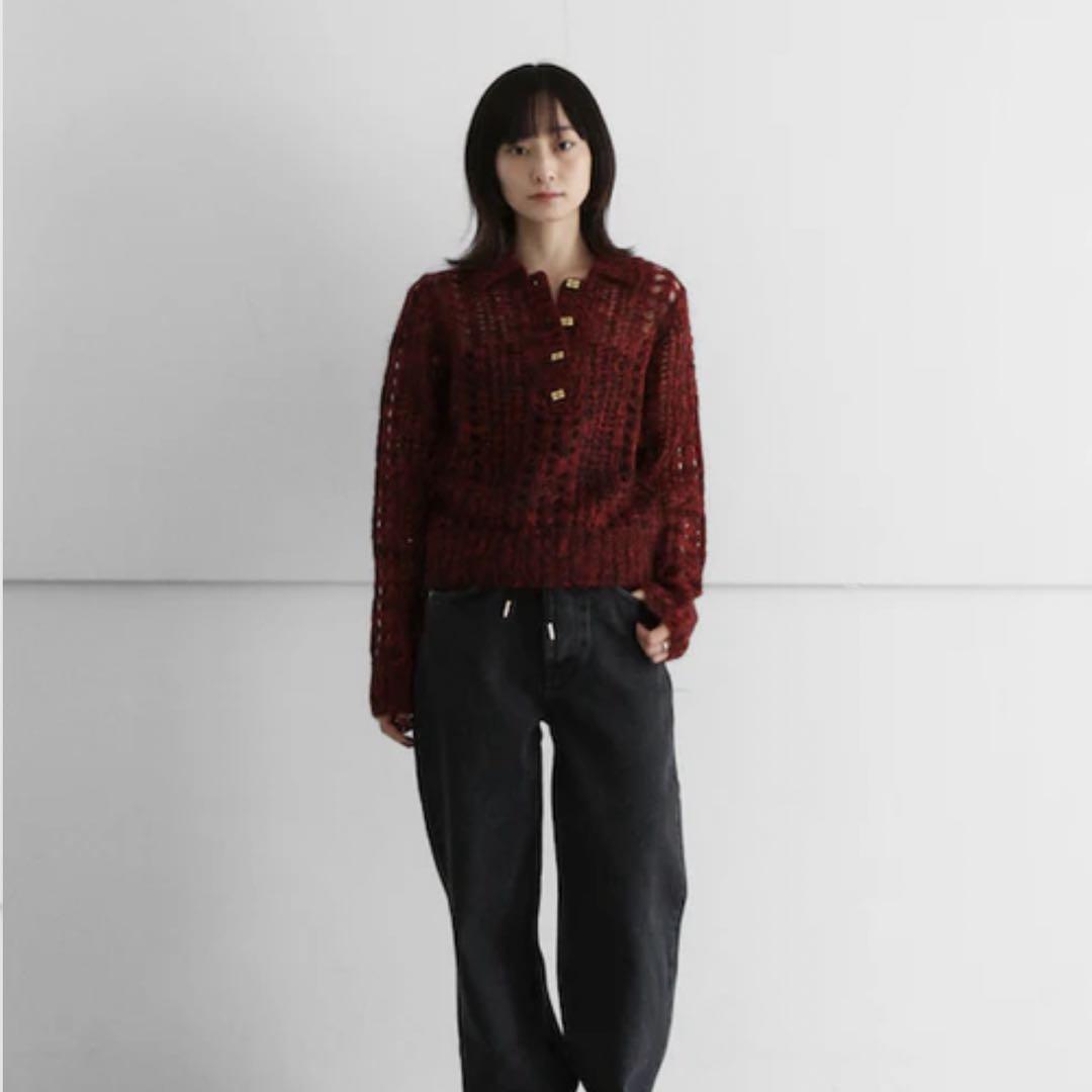 トップス GANNI Mohair Lace Polo GANNI - Mohair Lace Polo Black | Høyer
