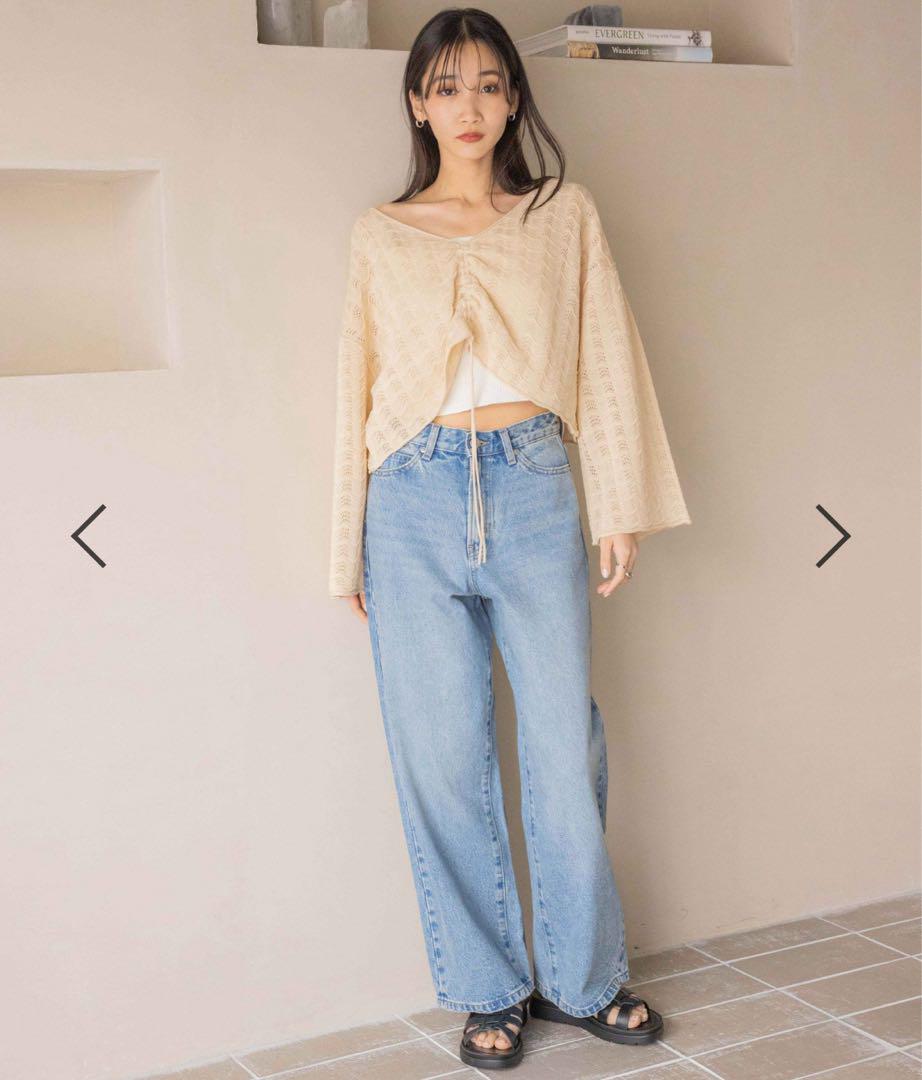 美品⭐️LOWRYS FARM ワイドストレートデニムパンツ 5,628円