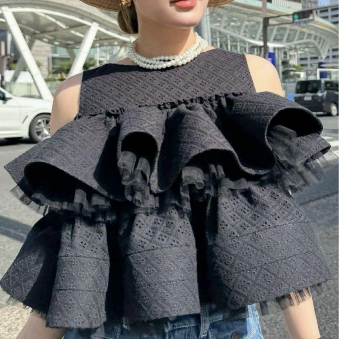 Sheller シェリエ BLOOM cotton lace tops ブラック - メルカリ