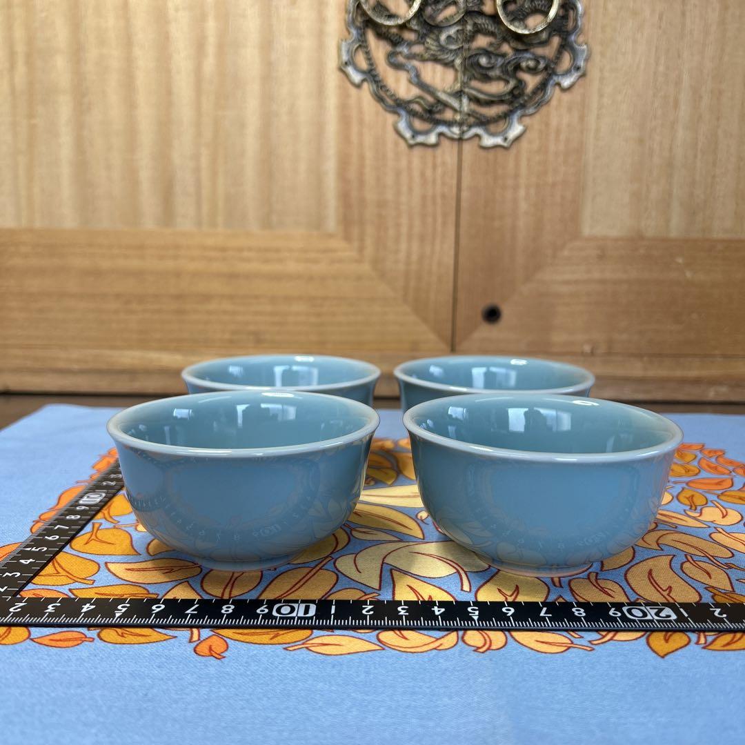たち吉青嵐双魚煎茶碗4客