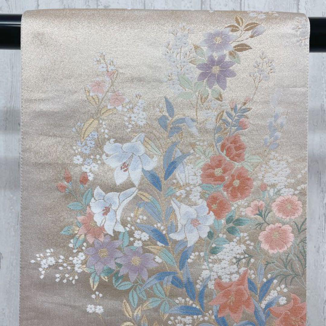 新作高評価 百合を始め様々な花が織られた袋帯 着物 ulZh7-m81490982754 再入荷格安