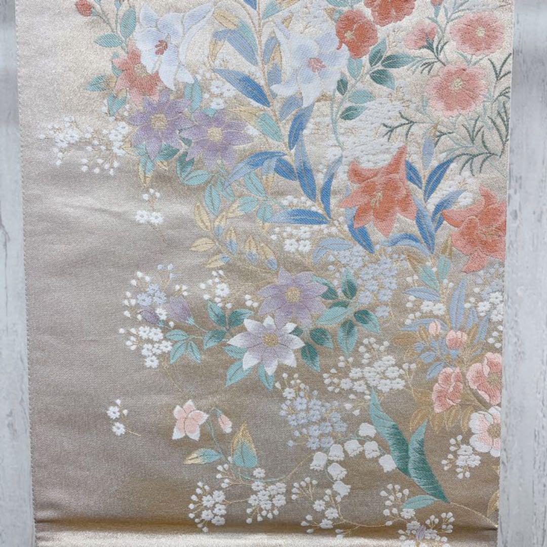 新作高評価 百合を始め様々な花が織られた袋帯 着物 ulZh7-m81490982754 再入荷格安