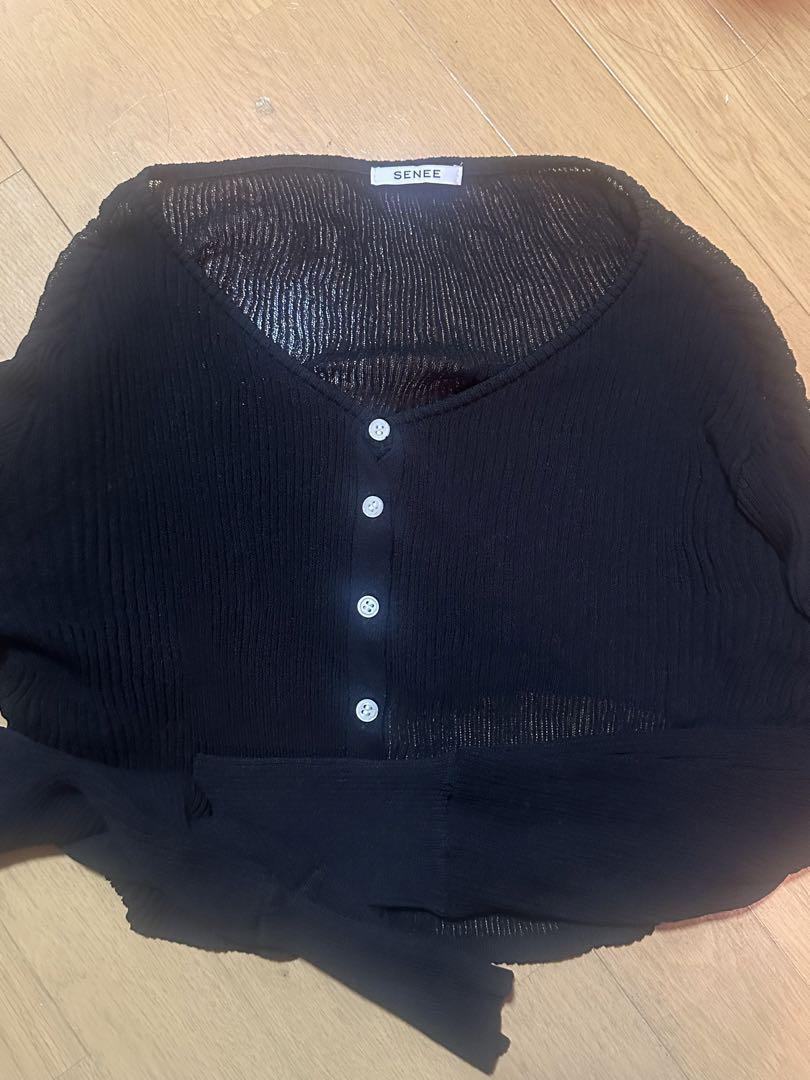 senee クロップドシアーカーディガン　ブラック cropped sheer cardigan（クロップドシアーカーディガン