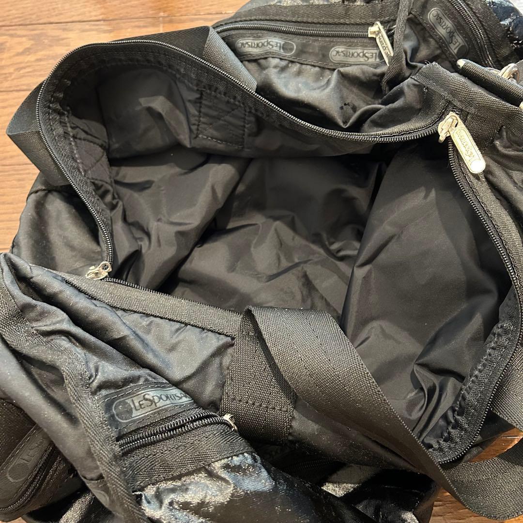 LeSportsac レスポートサック ブラック ナイロン ボストンバッグ