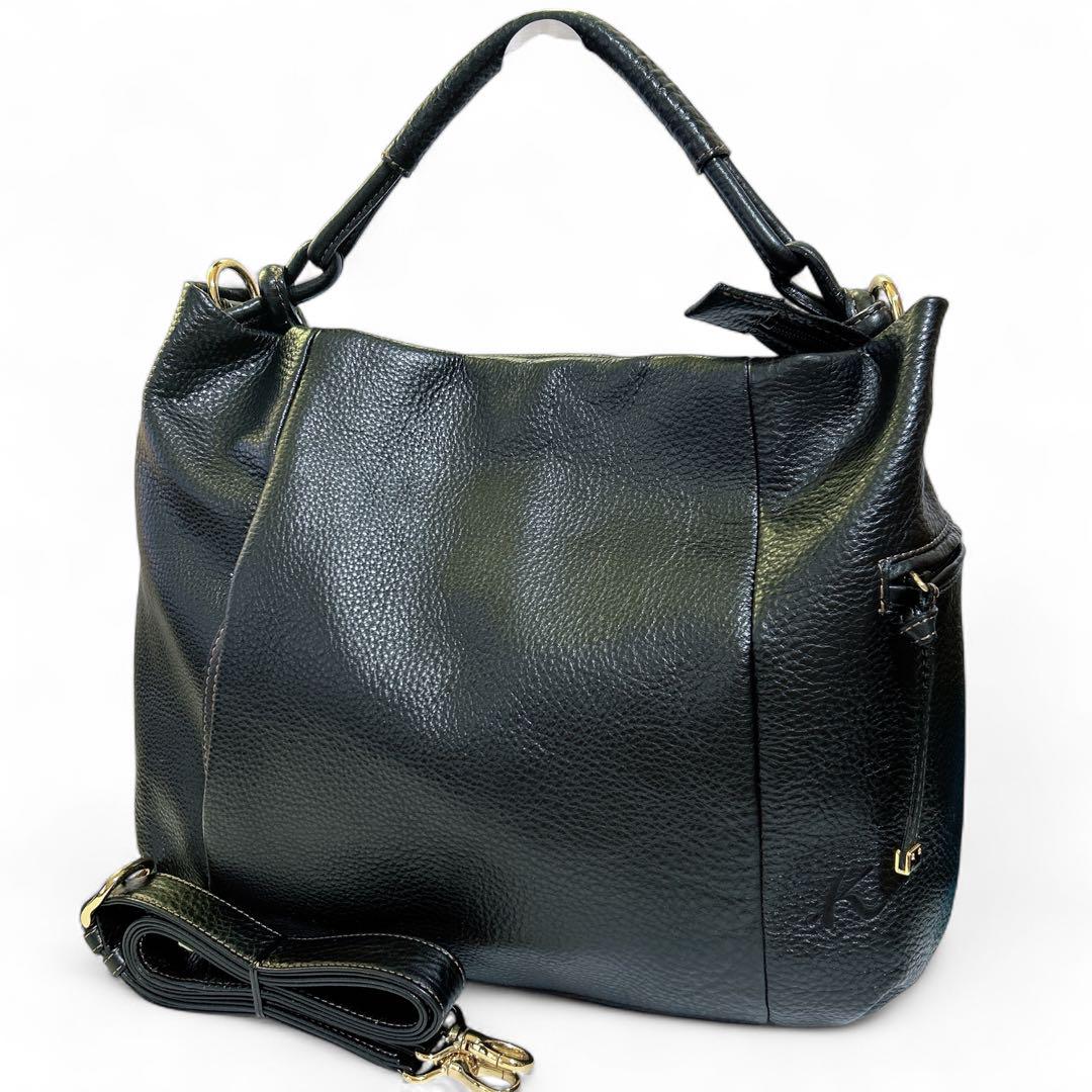 Kitamura ワンハンドル 2way ショルダーバッグ シボ革 ゴールド金具